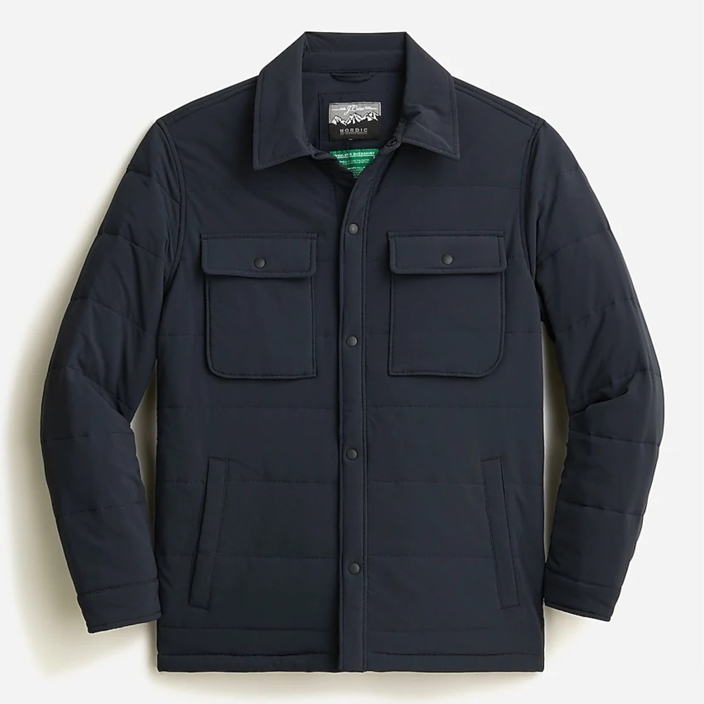 J.Crew Eco Nordic shirt-jacket with PrimaLoft in Midnight Ocean (BB040 NWT)